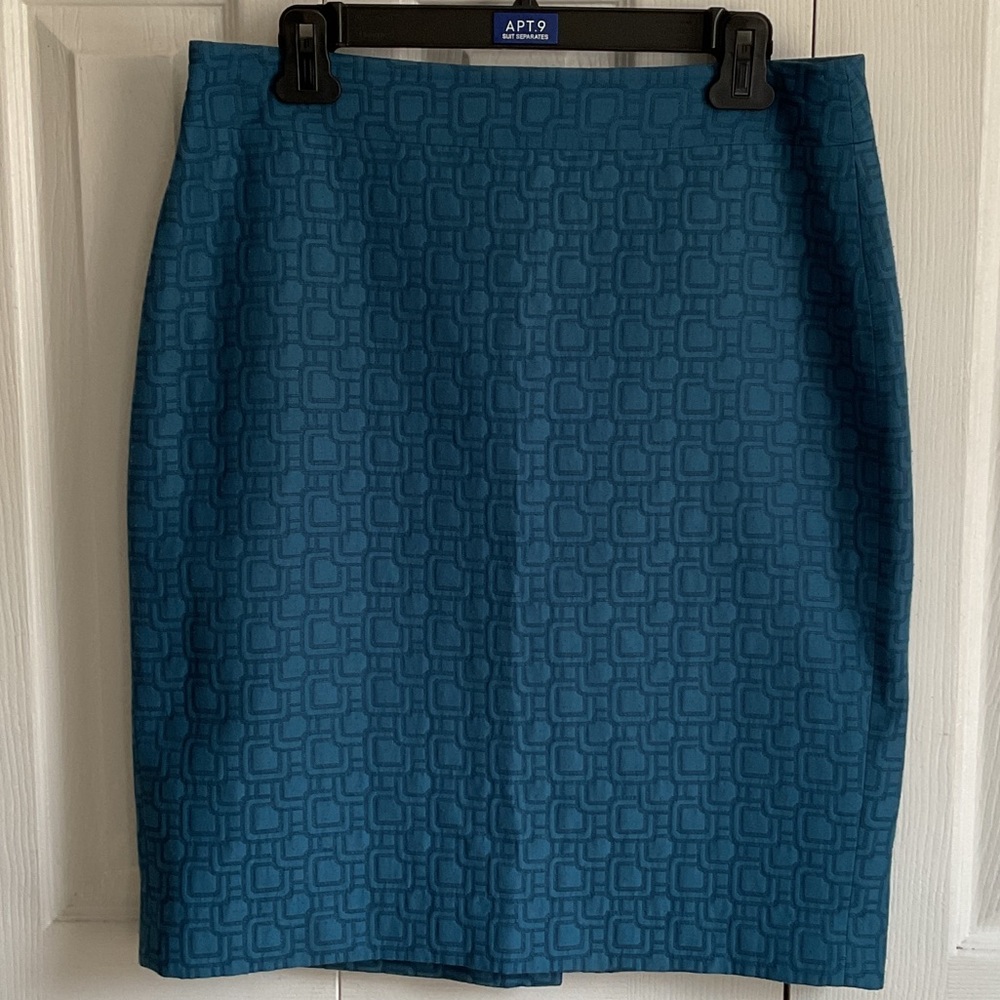 Apt. 9 Deep Teal Geometric Pencil Skirt